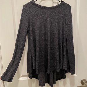 Long Sleeve Grey High Low Tunic Top